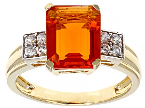Orange Mexican Fire Opal 14k Yellow Gold Ring 1.92ctw
