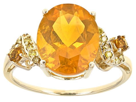 Orange Mexican Fire Opal 14k Yellow Gold Ring 3.28ctw - WPG015 | JTV.com