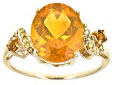 Orange Mexican Fire Opal 14k Yellow Gold Ring 3.28ctw