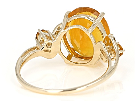 Orange Mexican Fire Opal 14k Yellow Gold Ring 3.28ctw