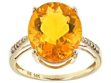 Picture of Orange Mexican Fire Opal 14k Yellow Gold Ring 4.75ctw
