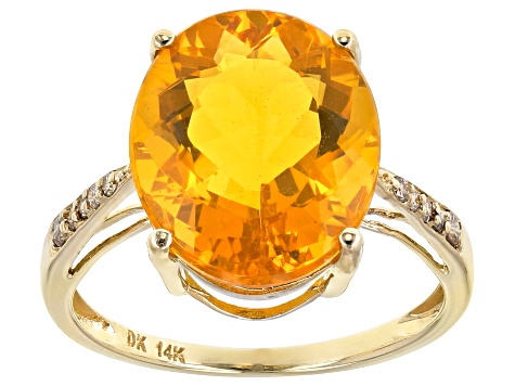 Orange Mexican Fire Opal 14k Yellow Gold Ring 4.75ctw