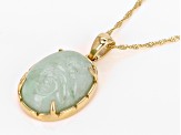 Green Jadeite 14k Yellow Gold Pendant with Chain