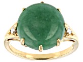 Green Jadeite 14k Yellow Gold Ring .04ctw