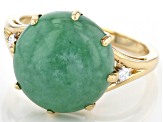 Green Jadeite 14k Yellow Gold Ring .04ctw