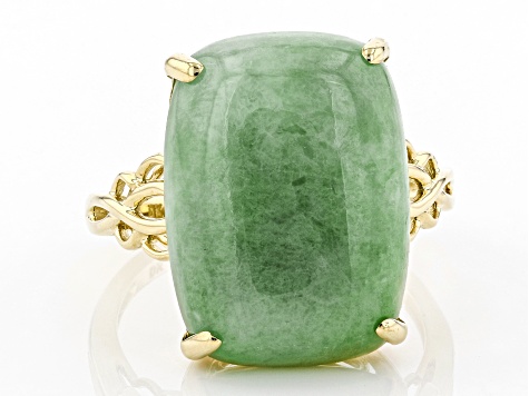 Green Jadeite 14k Yellow Gold Ring