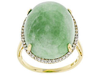 Green Jadeite 14k Yellow Gold Ring