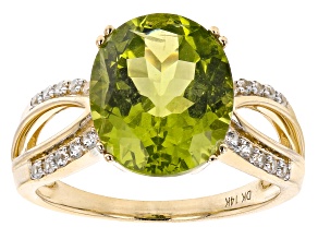 Green Manchurian Peridot(TM) 14k Yellow Gold Ring 4.77ctw