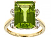 Green Peridot 14k Yellow Gold Ring 6.16ctw