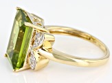 Green Peridot 14k Yellow Gold Ring 6.16ctw