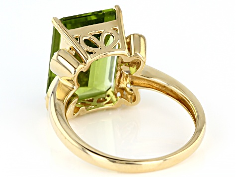 Green Peridot 14k Yellow Gold Ring 6.16ctw