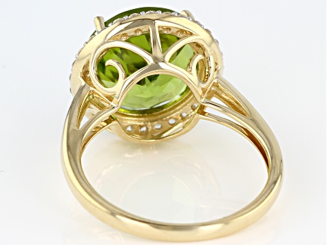 Green Peridot 14k Yellow Gold Ring 6.35ctw