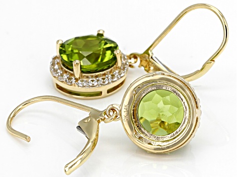 Green Manchurian Peridot(TM) 14k Yellow Gold Earrings 4.24ctw