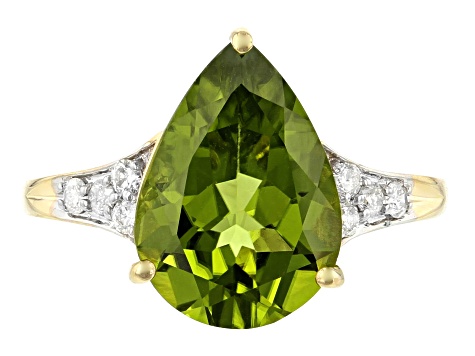 Green Peridot 14k Yellow Gold Ring 4.83ctw