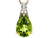 Green Peridot 14k Yellow Gold Pendant with Chain 4.77ctw