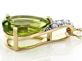 Green Peridot 14k Yellow Gold Pendant with Chain 4.77ctw