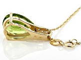 Green Peridot 14k Yellow Gold Pendant with Chain 4.77ctw