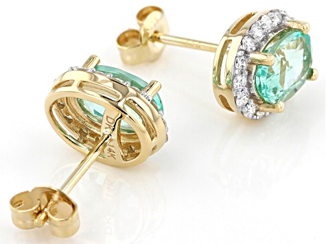 Green Colombian Emerald 14k Yellow Gold Earrings 1.60ctw