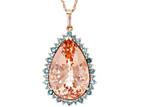 Peach Cor-De-Rosa Morganite™ 14k Rose Gold Pendant With Chain 13.67ctw
