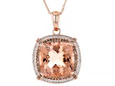 Peach Morganite 14k rose gold pendant with chain 14.38ctw