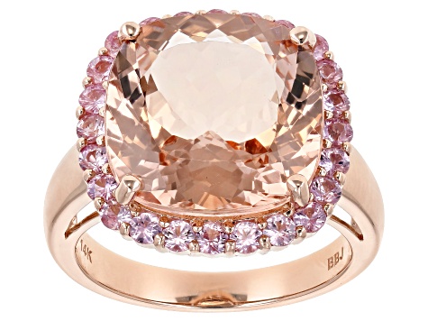 Peach morganite 14k rose gold ring 9.27ctw