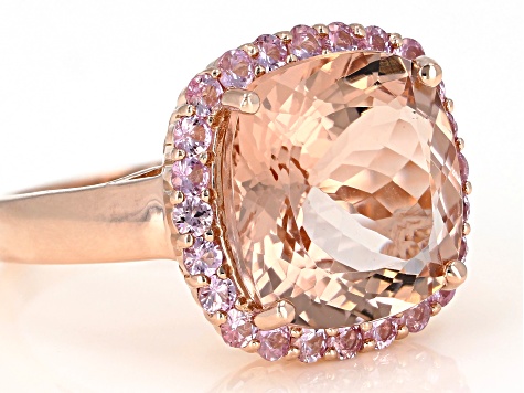 Peach morganite 14k rose gold ring 9.27ctw