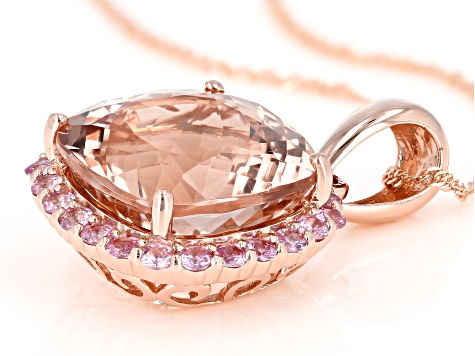 Peach Cor-de-Rosa™ Morganite 14k Rose Gold Pendant With Chain. 9.45ctw