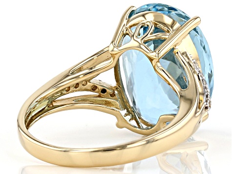 Blue Aquamarine 14k Yellow Gold Ring. 10.04ctw