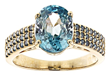 Picture of Blue Zircon 14k Yellow Gold Ring 4.08ctw