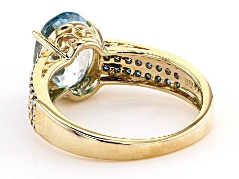 Blue Zircon 14k Yellow Gold Ring 4.08ctw