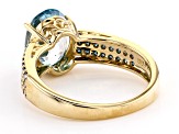 Blue Zircon 14k Yellow Gold Ring 4.08ctw