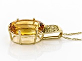 Golden Citrine 14k Yellow Gold Pendant With Chain 10.82ctw