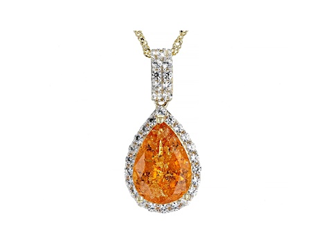 Orange Mandarin Garnet 14k Yellow Gold Pendant with Chain 2.72ctw