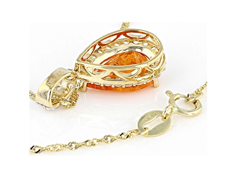 Orange Mandarin Garnet 14k Yellow Gold Pendant with Chain 2.72ctw