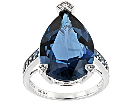 London Blue Topaz Rhodium Over 14k White Gold Ring 11.56ctw