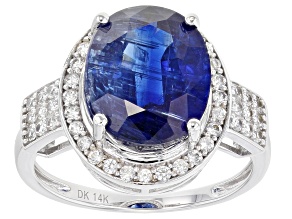 Blue Kyanite Rhodium Over 14k White Gold Ring 6.65ctw