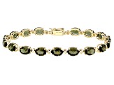 Green Moldavite 14k Yellow Gold Bracelet 9.22ctw