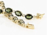 Green Moldavite 14k Yellow Gold Bracelet 9.22ctw