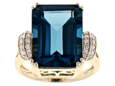 London Blue Topaz 14k Yellow Gold Ring 11.97ctw