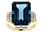 London Blue Topaz 14k Yellow Gold Ring 11.97ctw