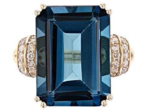 London Blue Topaz 14k Yellow Gold Ring 11.97ctw