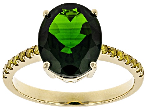 Green Chrome Diopside 14k Yellow Gold Ring 3.52ctw