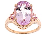 Pink Kunzite 14k Rose Gold Ring 6.57ctw