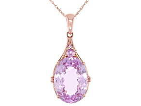 Pink Kunzite 14k Rose Gold Pendant With Chain 6.46ctw