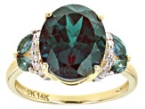 Blue Lab Created Alexandrite 14k Yellow Gold Ring 4.93ctw