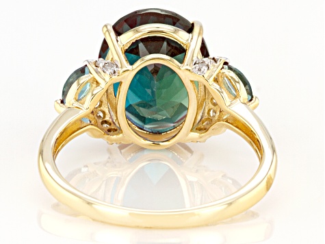 Blue Lab Created Alexandrite 14k Yellow Gold Ring 4.93ctw