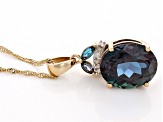 Blue Lab Created Alexandrite 14k Yellow Gold Pendant With Chain 4.66ctw