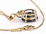 Blue Lab Created Alexandrite 14k Yellow Gold Pendant With Chain 4.66ctw