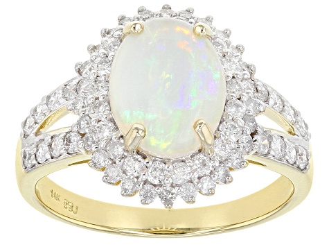 Multi Color Australian Opal 14k Yellow Gold Ring 0.77ctw - WPG389 | JTV.com