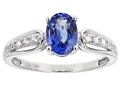 Blue Ceylon Sapphire Rhodium Over 14k White Gold Ring 1.55ctw